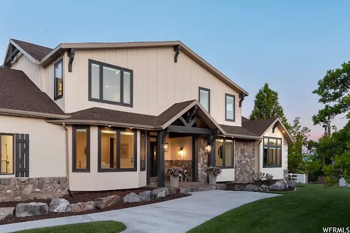 Utah home exterior at dusk